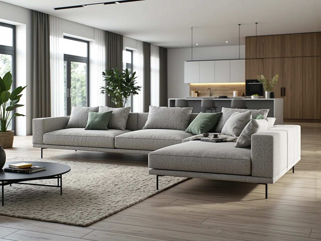 Nowoczesny narożnik rozkładany szary z funkcją spania na metalowych nóżkach