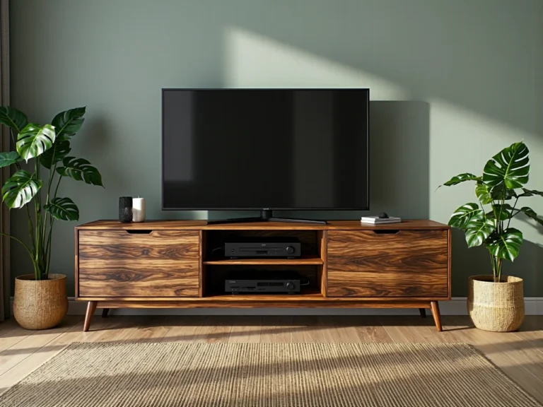 Niska szafka RTV orzech z otwartymi półkami na sprzęt