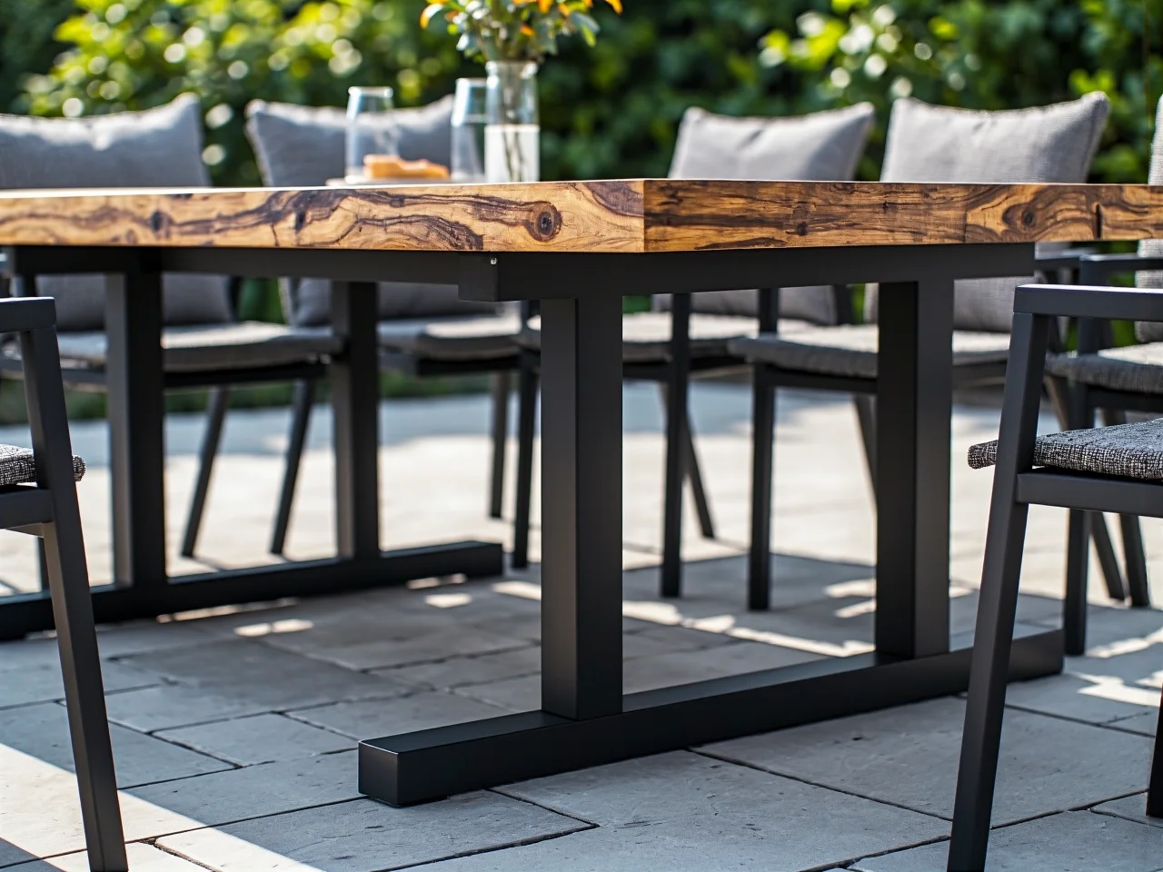 Stylowa aranżacja nowoczesnych mebli tarasowych w ogrodzie