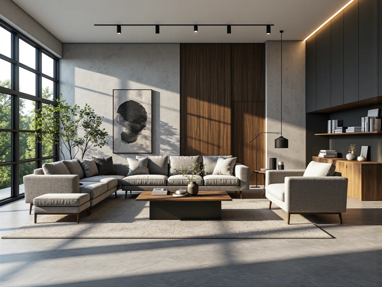 Pusta kartka i ołówek na tle salonu, symbolizujące od czego zacząć wymianę mebli.