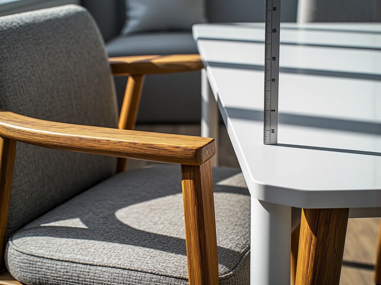 Prawidłowe odstępy między krzesłami przy stole w jadalni zapewniające swobodę ruchów