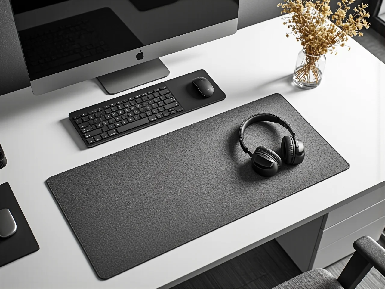 Zbliżenie na panel sterowania biurka regulowanego elektrycznie umożliwiający łatwą zmianę wysokości blatu