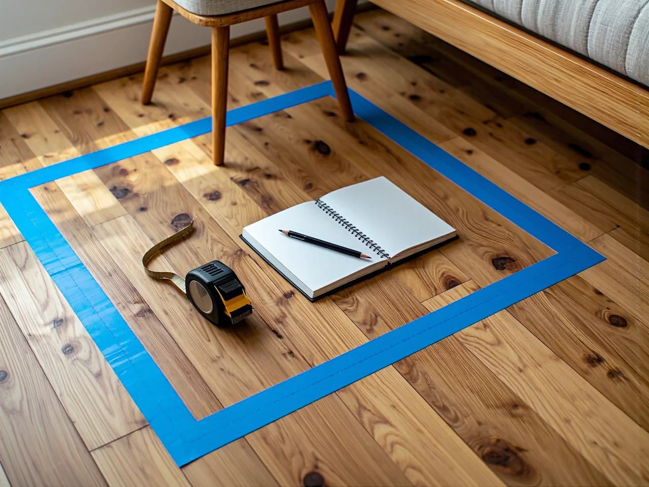 Schemat rzutu sypialni z zachowaniem odpowiedniej przestrzeni i komunikacji wokół łóżka