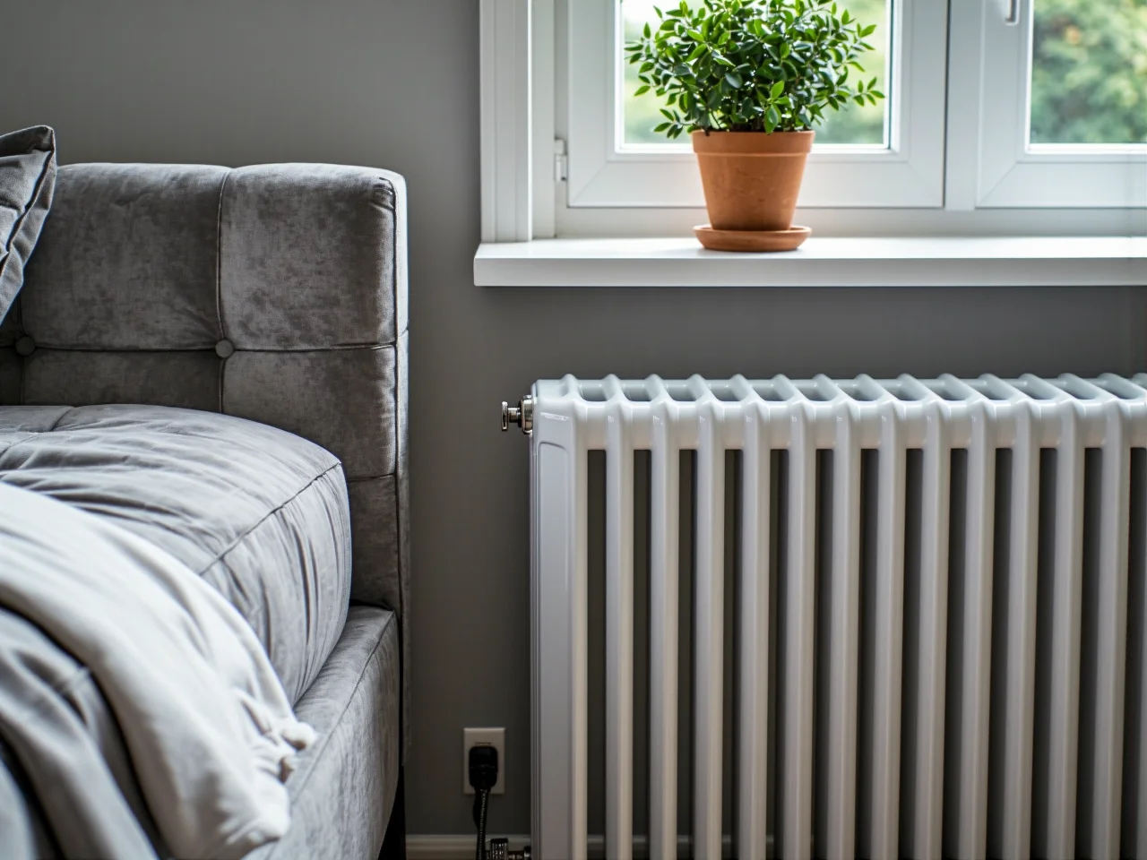 Rzut z góry na mały pokój gościnny z optymalnie rozmieszczonym łóżkiem i szafkami.