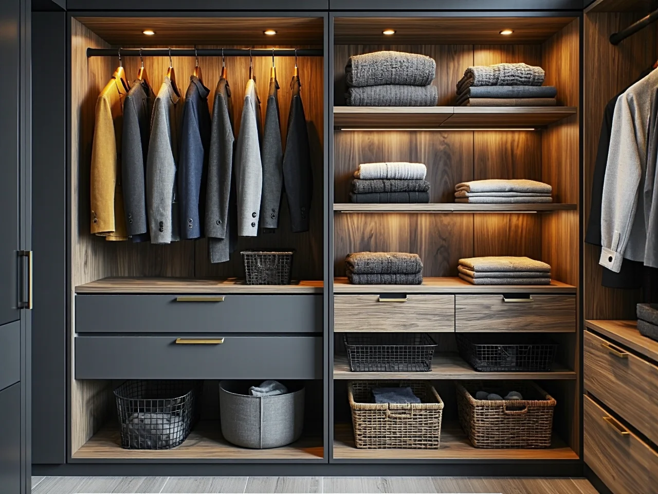 Kobieta mierzy ścianę, planując minimalne wymiary idealnej garderoby w sypialni.