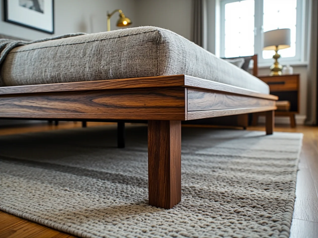 Schemat funkcjonalny sypialni uwzględniający miejsce na szafki nocne i materac