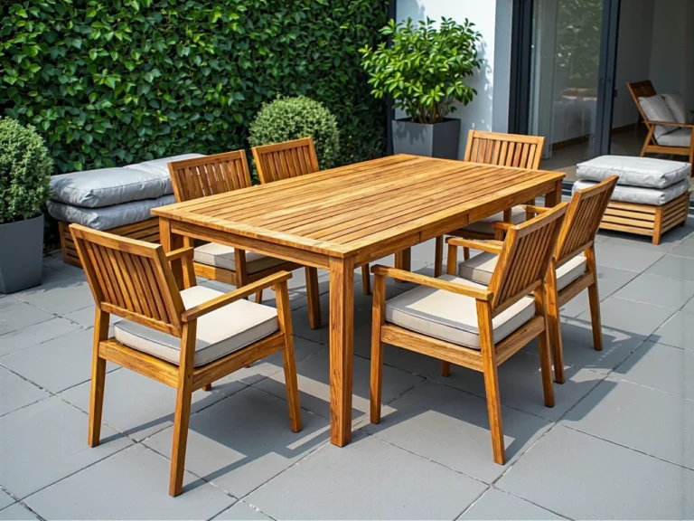 Drewniany zestaw ogrodowy stół z sześcioma krzesłami tekowymi
