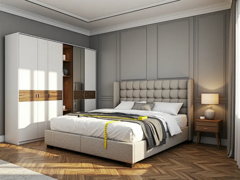 Łóżko tapicerowane szare z pikowanym zagłówkiem i pojemnikiem