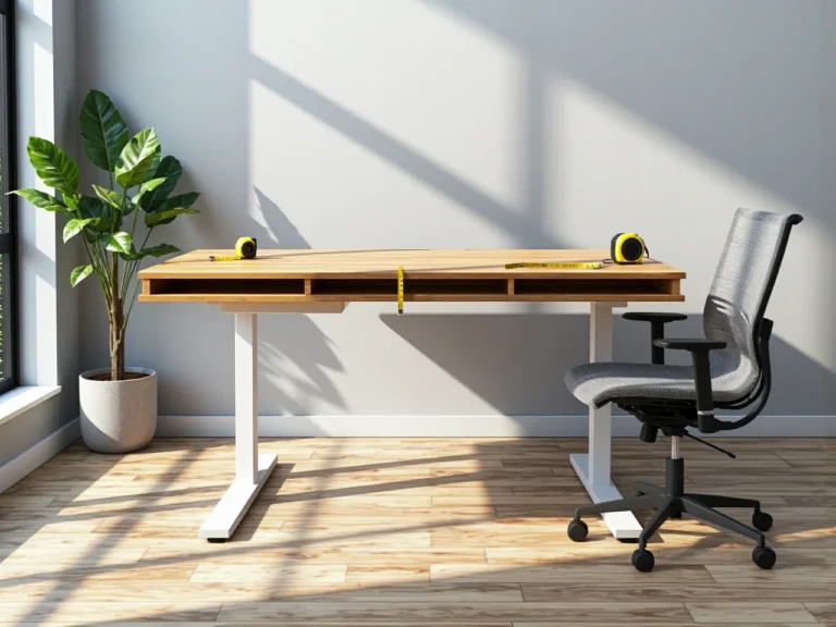 Biurko regulowane dębowy blat z białymi nogami i schowkami