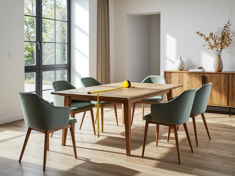 Drewniany stół do jadalni dąb naturalny z miarką pomiarową