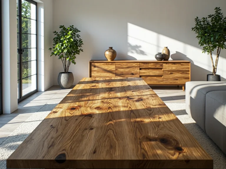 Stolik kawowy z litego drewna dębowego z widocznym usłojeniem