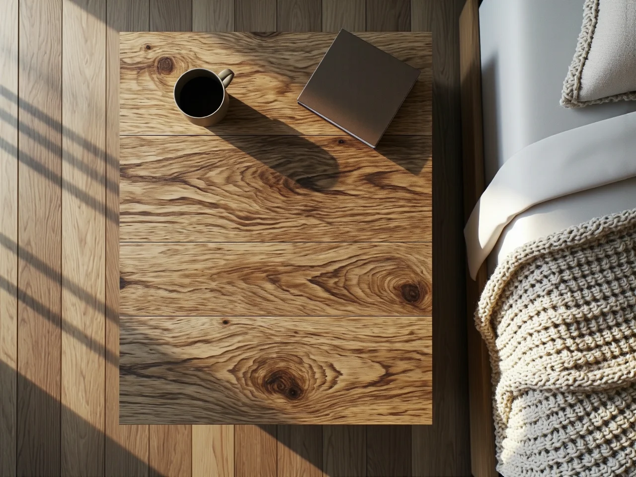 Widoczna struktura i słoje drewna na powierzchni komody sypialnianej wysokiej jakości
