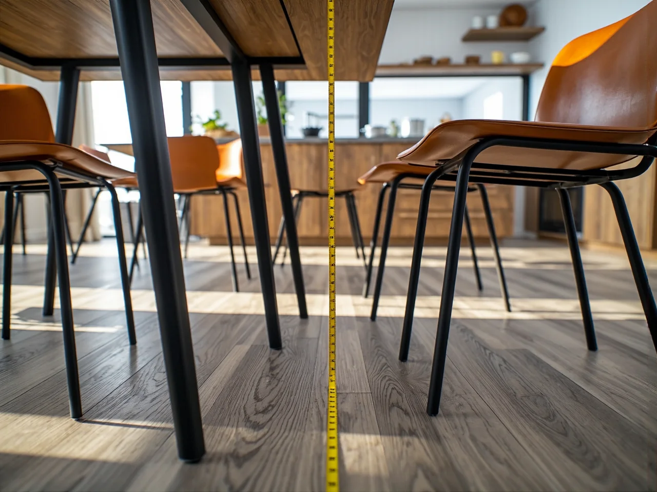 Schemat planowania przestrzeni i ustawienia krzeseł w małej kuchni krok po kroku