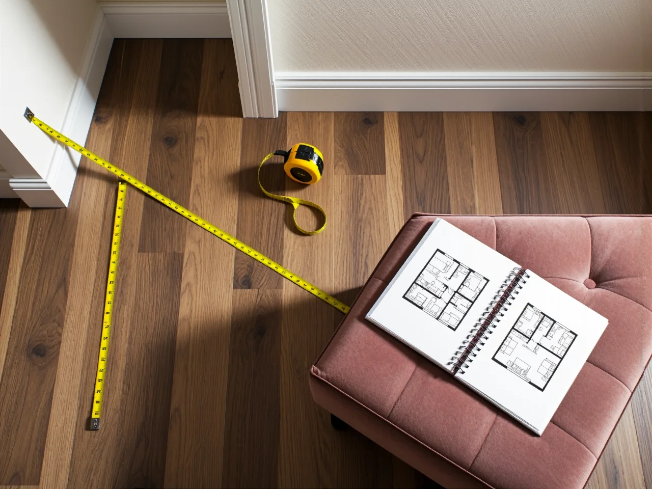 Rysunek techniczny pokazujący jak zmierzyć szerokość i głębokość wnęki na nową toaletkę