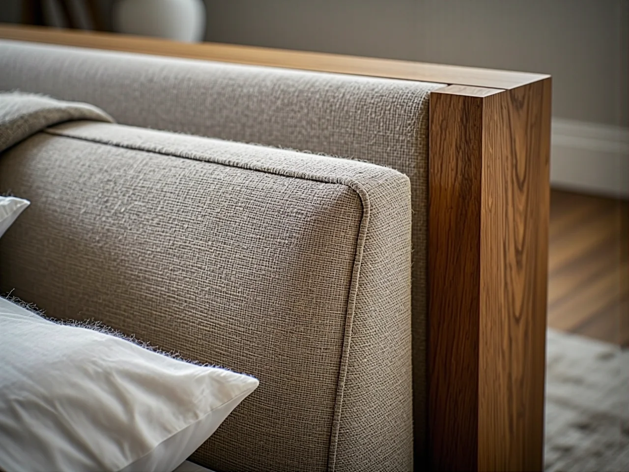 Zbliżenie na solidny stelaż i trwałe materiały obiciowe w łóżku polskiej produkcji