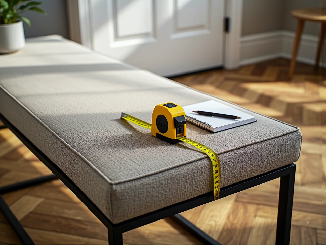 Weryfikacja czy głębokość ławki nie blokuje otwierania drzwi wejściowych.