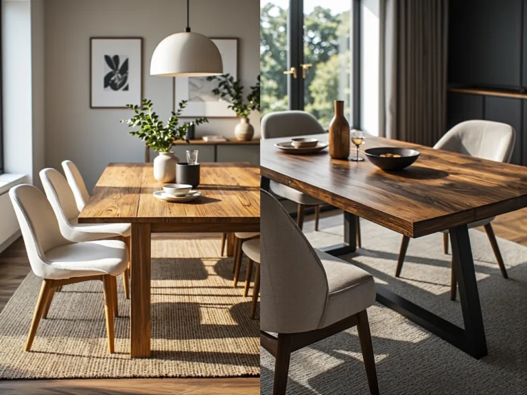 Porównanie stołów drewnianych dąb jasny i orzech ciemny