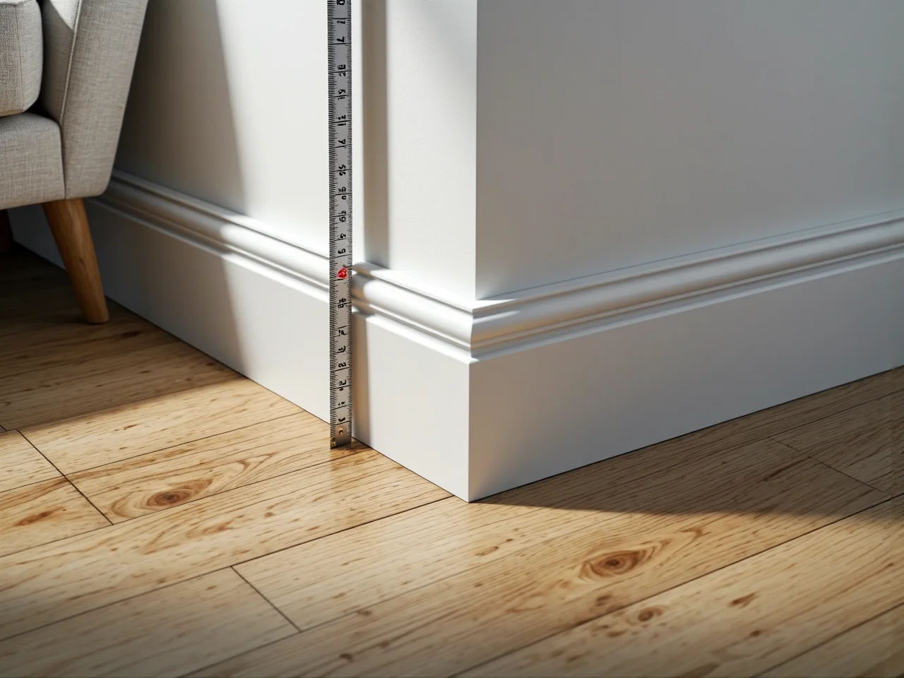 Ręczny szkic planu salonu z zaznaczonymi wymiarami wnęki na nowy regał na książki.