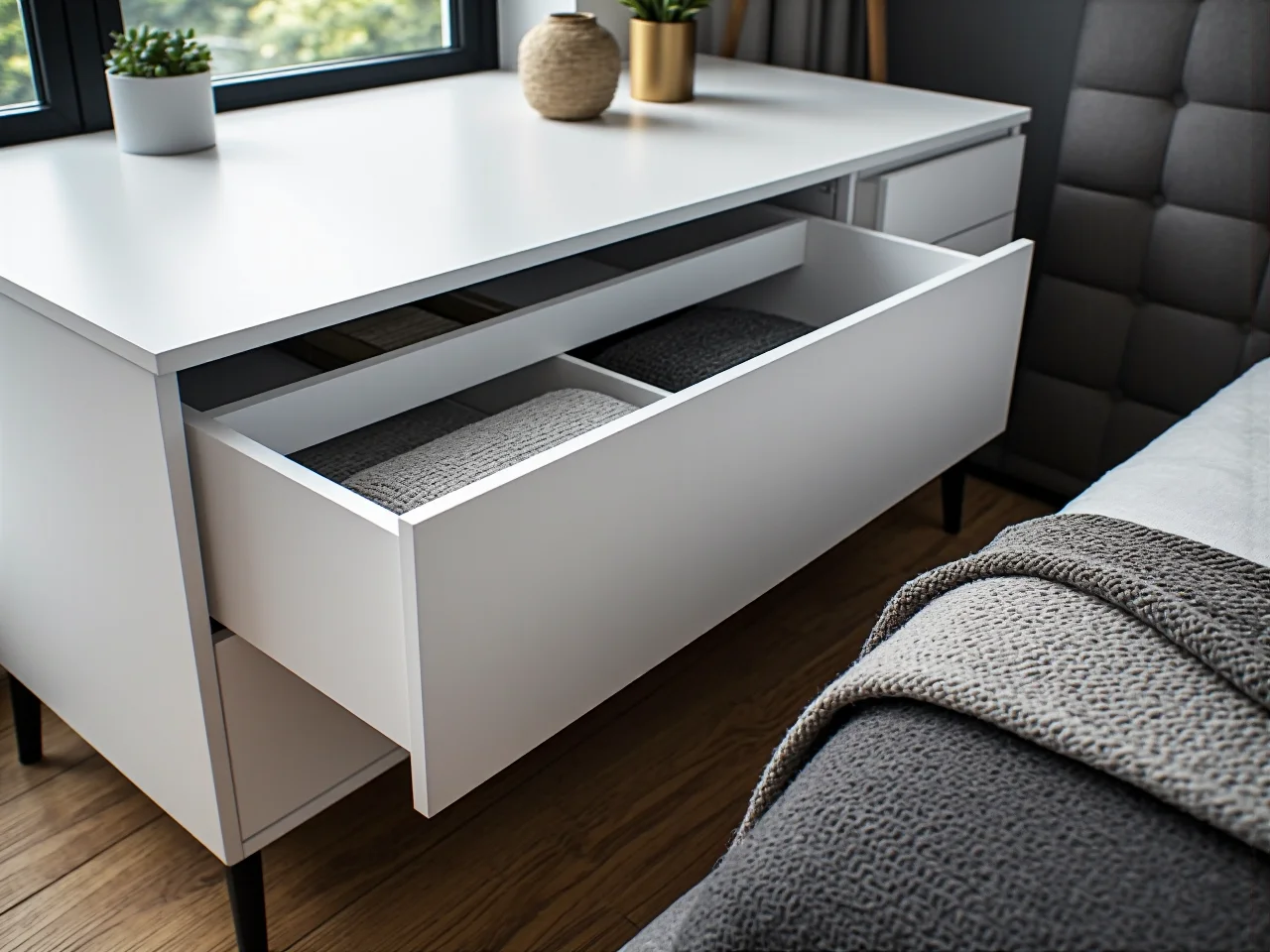 Rysowanie schematu sypialni z uwzględnieniem wymiarów pod ustawienie komody