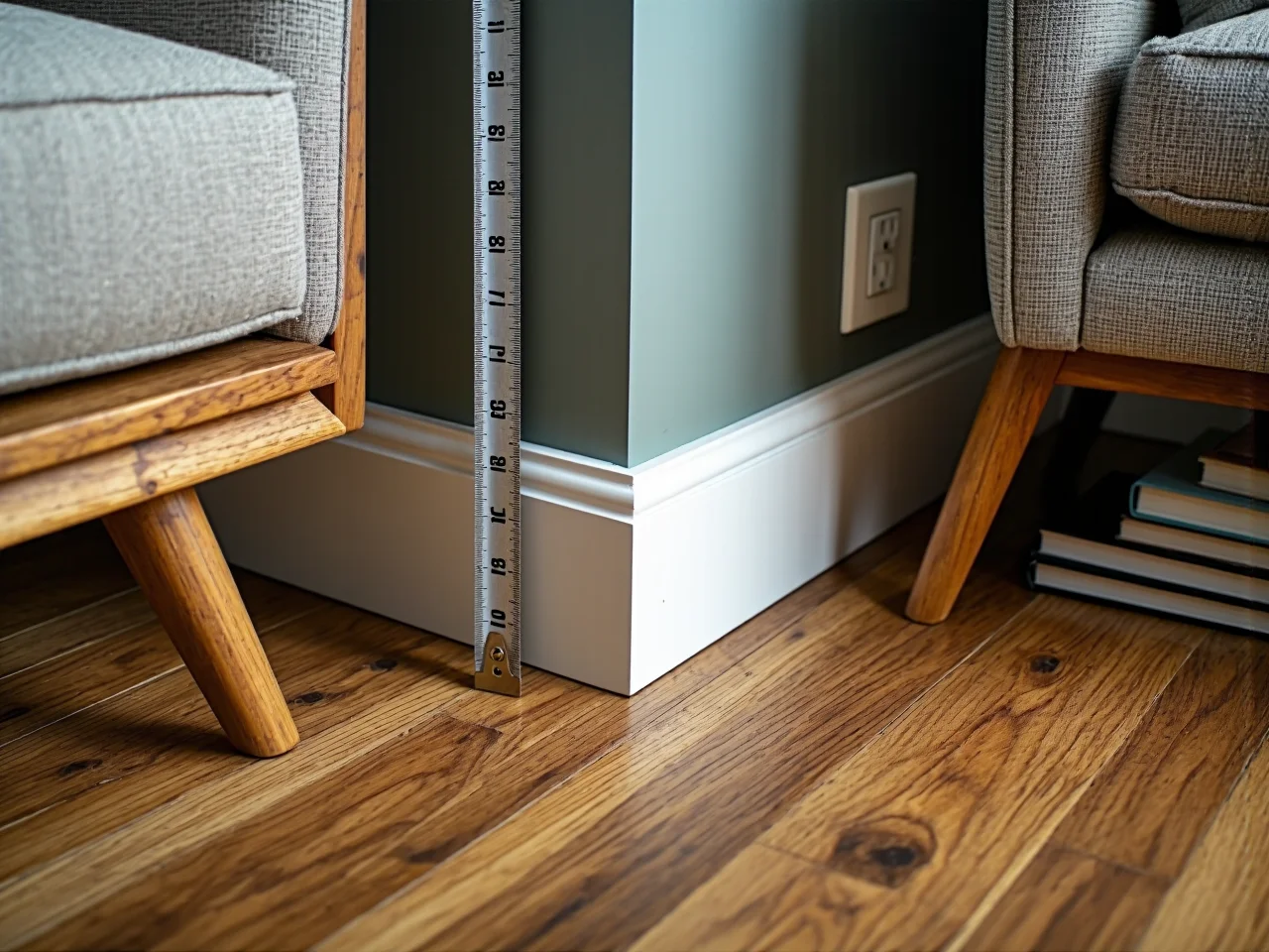 Odręczny szkic rzutu pokoju z zaznaczonymi wymiarami wnęki na meble biurowe