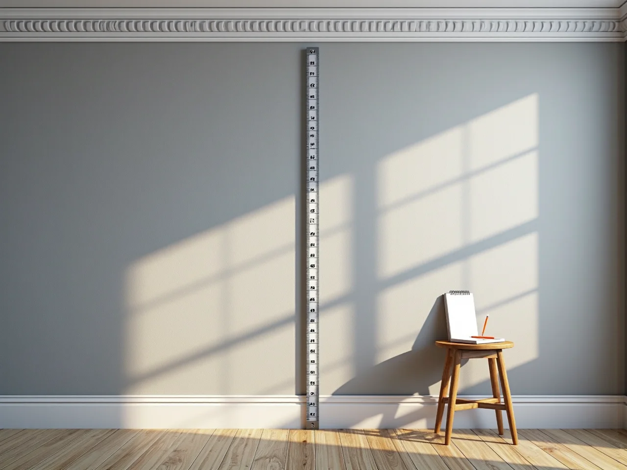 Odręczny szkic wymiarów wnęki przygotowany dla stolarza lub projektanta szafy.