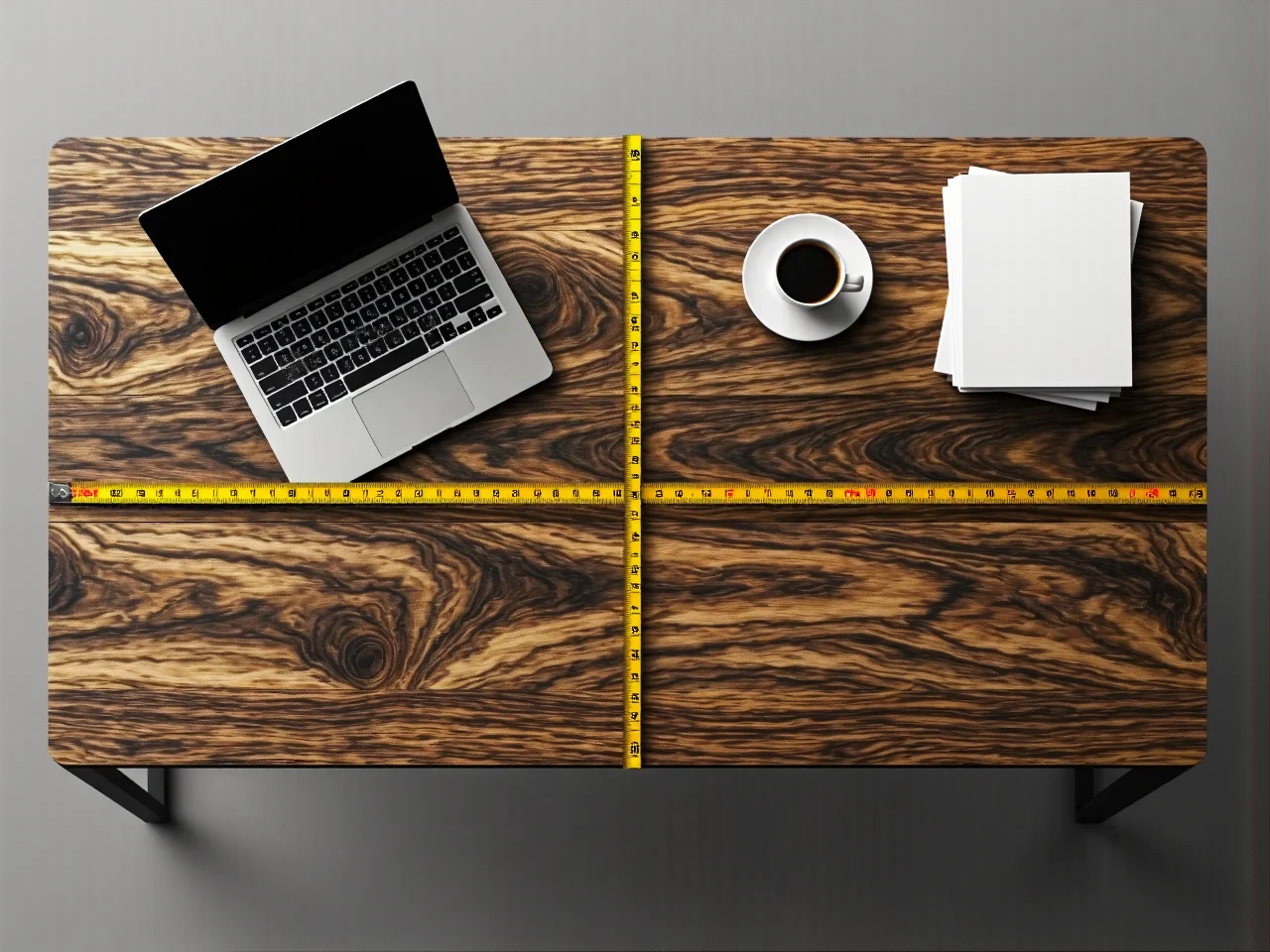 Tabela wymiarów biurek pokazująca optymalną głębokość i szerokość blatu do pracy przy komputerze