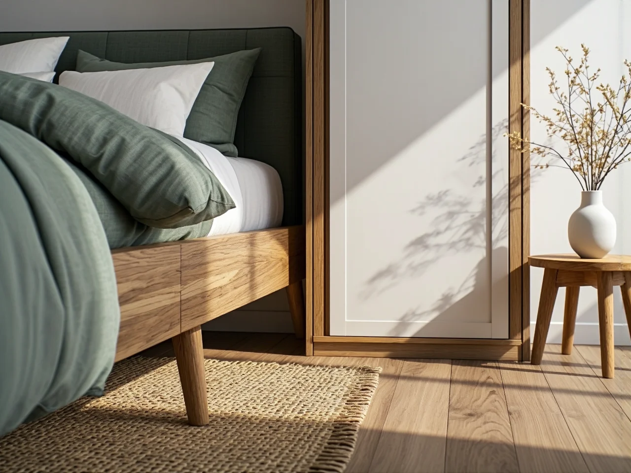 Grafika z tabelą standardowych wymiarów materacy i wymaganą powierzchnią pokoju