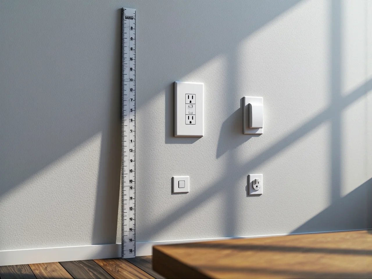 Sprawdzanie głębokości wnęki na regał z uwzględnieniem odstępu na listwy przypodłogowe.