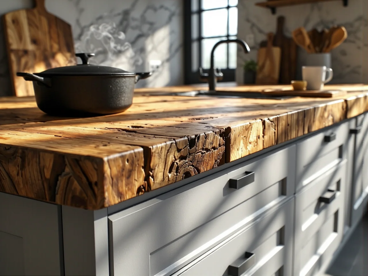 Zestawienie dwóch kuchni, aby porównać meble kuchenne wykonane z litego drewna oraz płyty MDF.