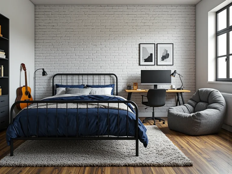 Metalowe łóżko czarne do pokoju młodzieżowego z biurkiem