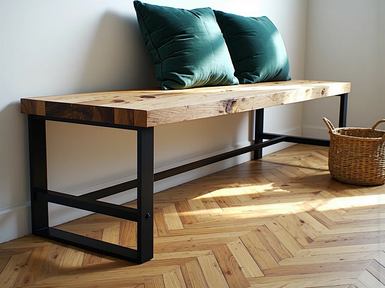 Wygodna tapicerowana ławka z miękkim siedziskiem welurowym idealna do zakładania butów