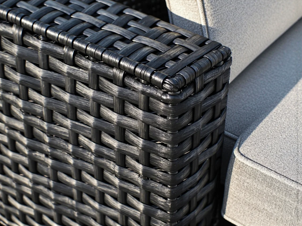 Komfortowy zestaw wypoczynkowy do ogrodu z miękkimi poduszkami