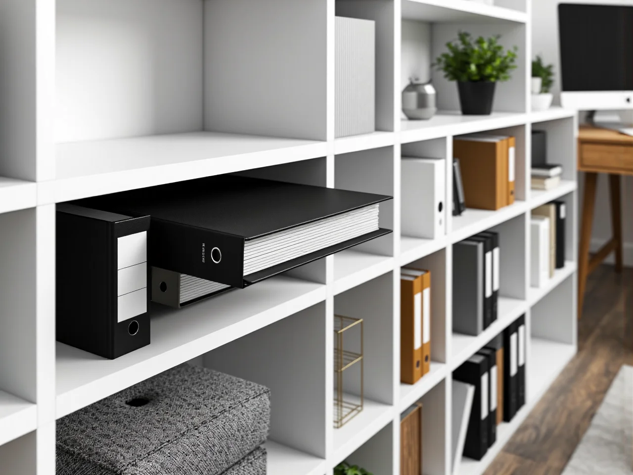 Za duży regał w małym salonie, co ilustruje błąd złego wymiarowania mebla.