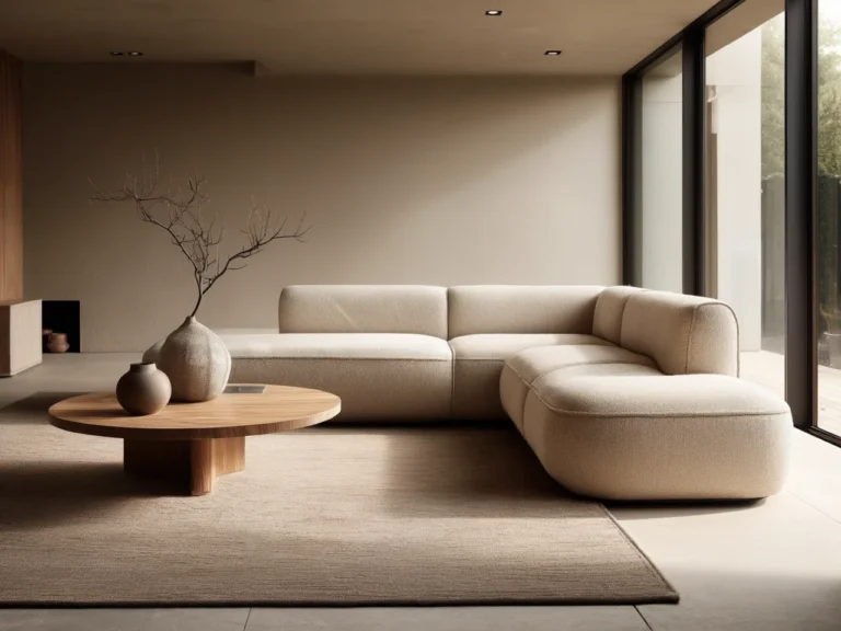 Bezowa sofa w nowoczesnym salonie trendy 2026