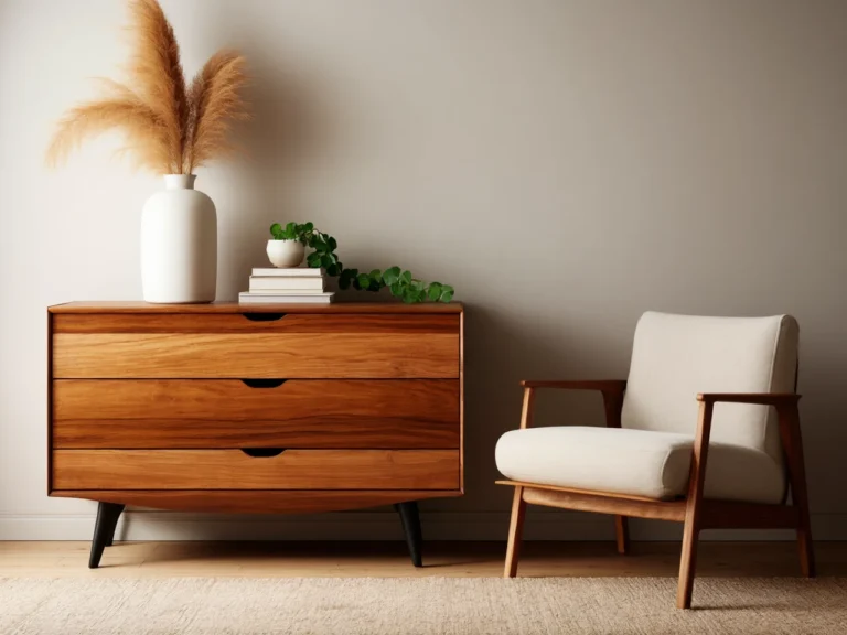 Komoda z drewna olchowego w salonie