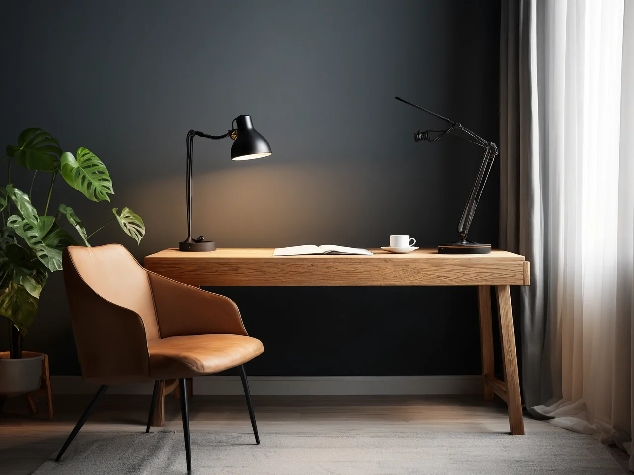 Lampa biurkowa architekta drewniane biurko