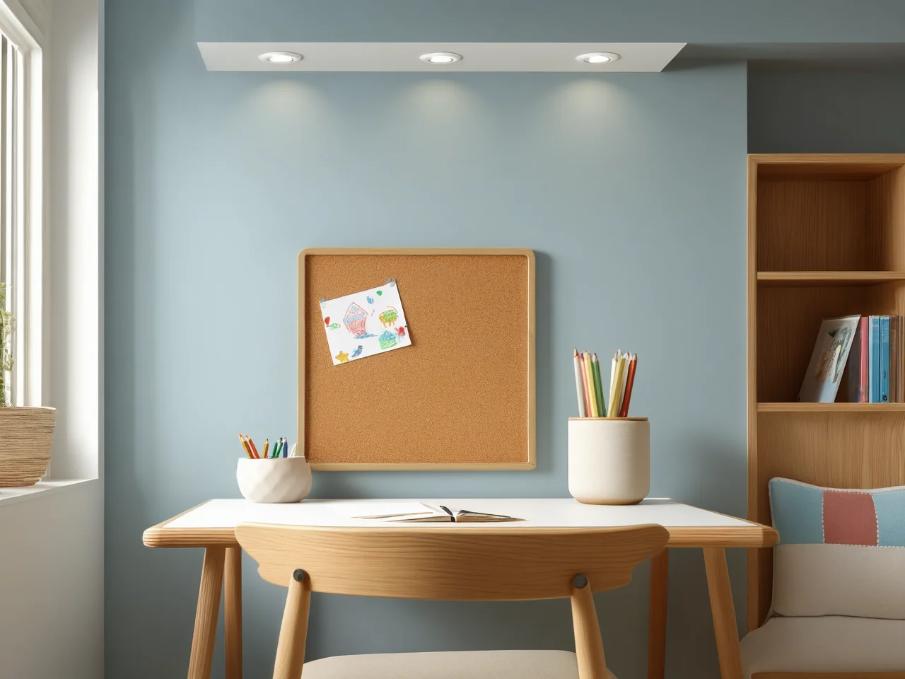 Nowoczesna lampa sufitowa z technologią redukcji migotania idealna do nauki w pokoju dziecka.