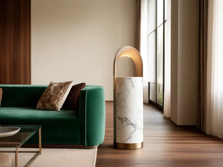 Lampa z marmurowa podstawa luksusowy salon