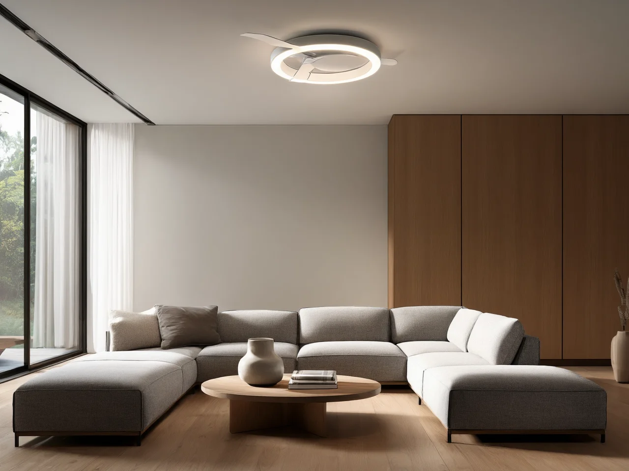 Nowoczesna lampa sufitowa z wentylatorem salon
