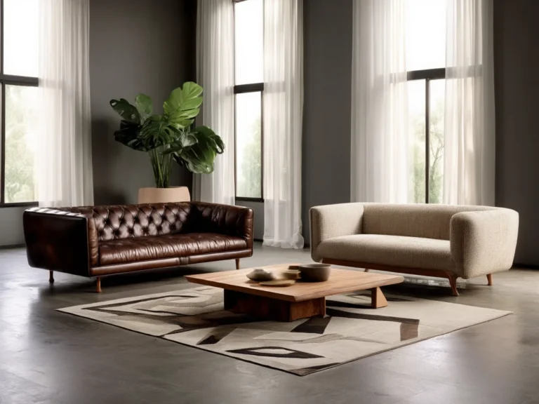 Sofa skorzana w eleganckim salonie