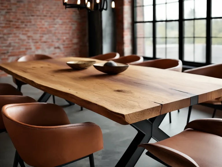 Stol drewniany metalowe nogi salon industrialny