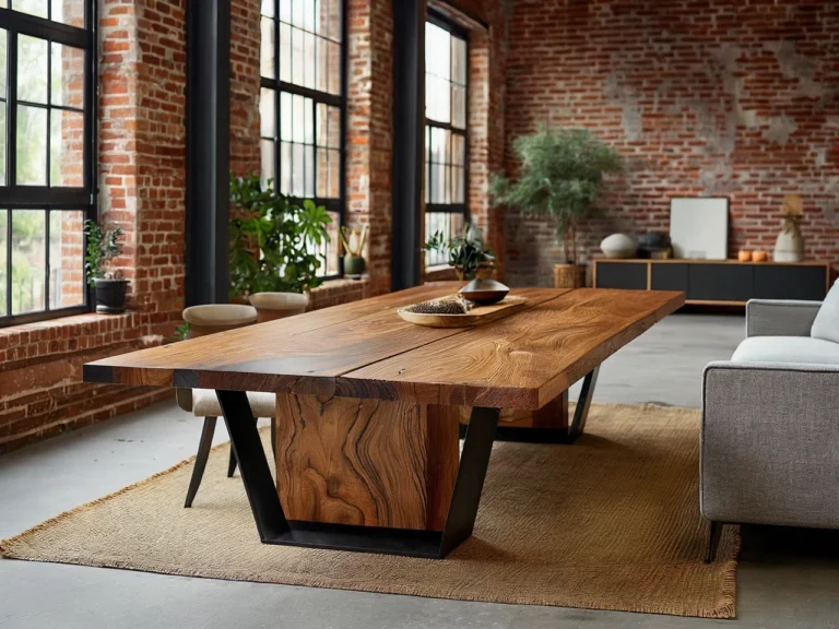Stol drewniany styl loft czarny metal