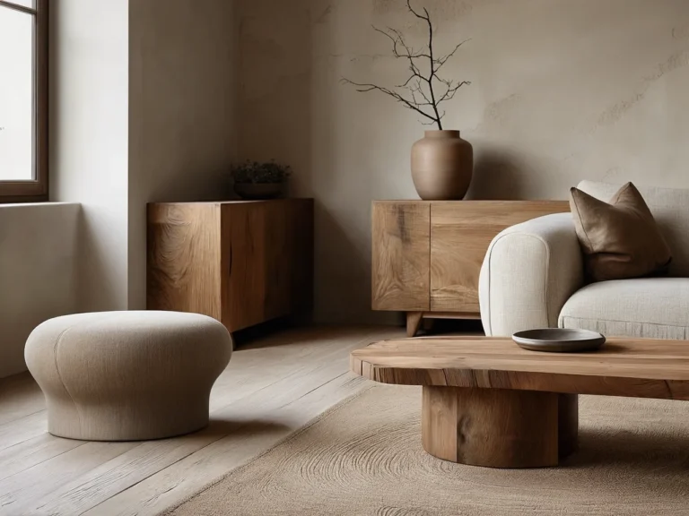 Styl wabi sabi salon wnetrze