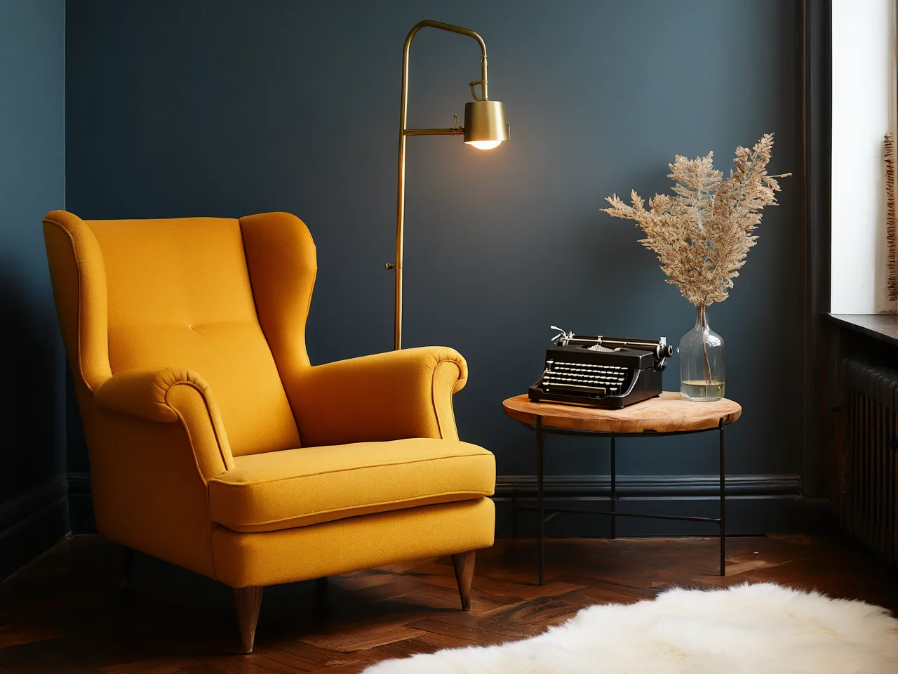 Przytulna sypialnia prezentująca styl eklektyczny przez połączenie tapety vintage i nowoczesnych lamp.