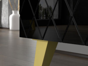 Miniaturka 6 - Komoda Bellagio 3D z frezowanymi frontami 145 cm czarny mat na złotych nogach