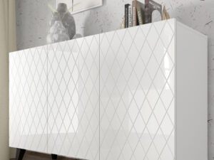 Miniaturka 9 - Komoda Bellagio 3D z frezowanymi frontami 145 cm czarny mat na złotych nogach