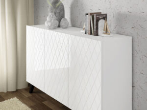 Miniaturka 10 - Komoda Bellagio 3D z frezowanymi frontami 145 cm czarny mat na złotych nogach