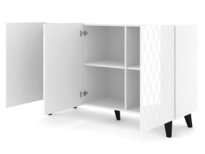 Miniaturka 2 - Komoda Bellagio 3D z frezowanymi frontami 145 cm czarny mat na złotych nogach
