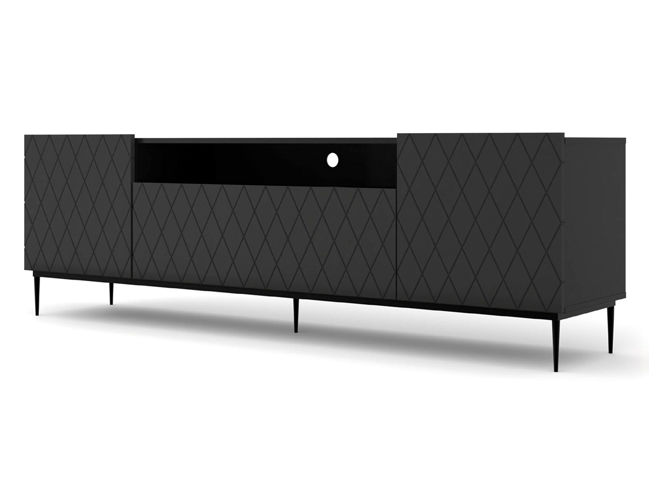 Szafka RTV Bellagio 193 cm czarny mat z czarną ramą