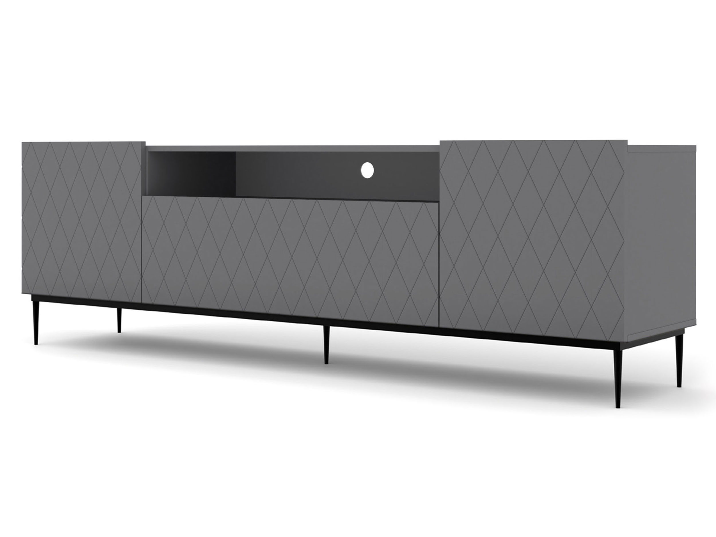 Szafka RTV Bellagio 193 cm czarny mat z czarną ramą